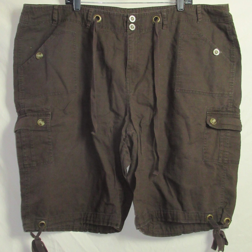 Brown Linen Cargo Shorts (28)
